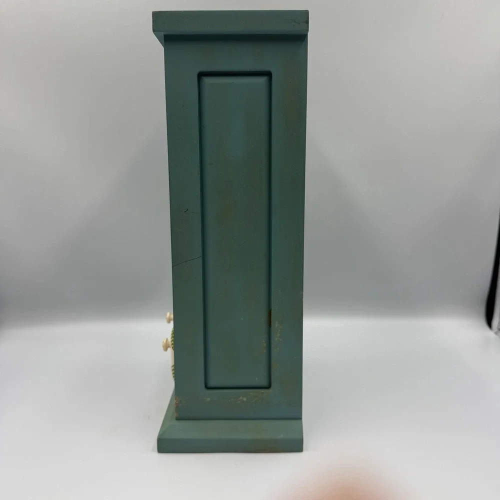 Pfaltzgraff Pistoulet Wooden Bulova Mantel Clock Blue Farmhouse Vintage Decor